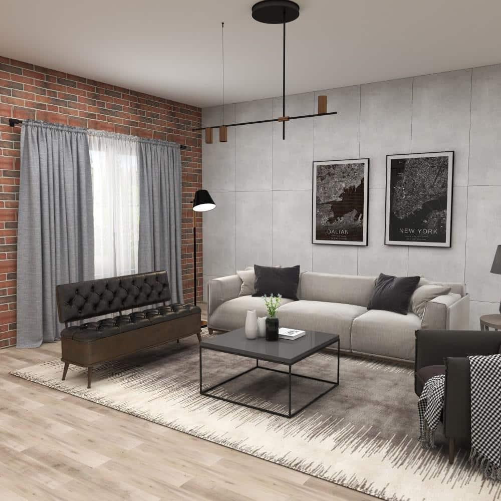 Williston Forge Black Metal Room Storage Bench with Tufted Faux Leather, 54" x 19" x 31"