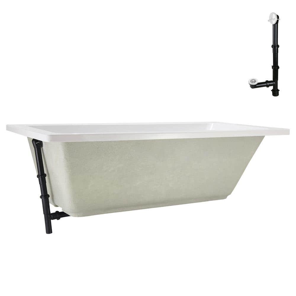60" x 32" Acrylic Soaking Drop-In Bathtub, Drain Included