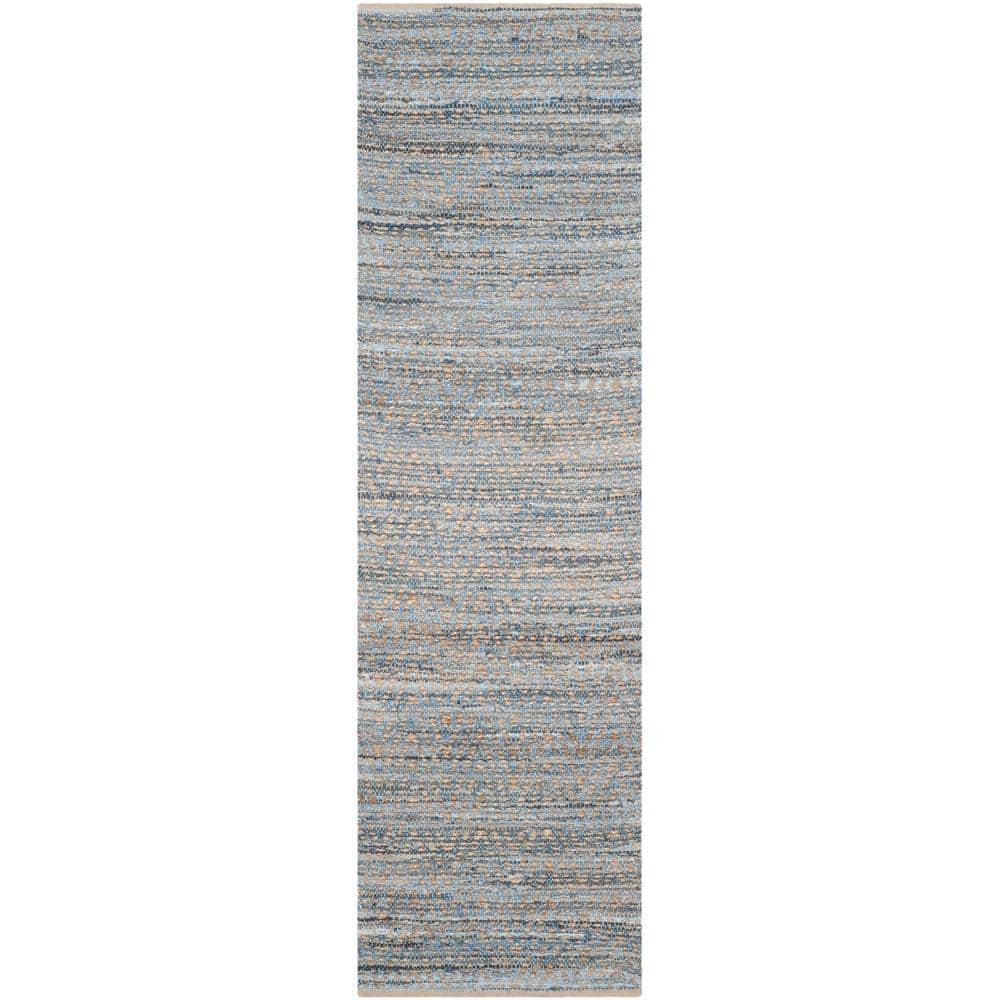 Cape Cod CAP350 Hand Woven Runner Rug - Natural/Blue - 2'3"x10' - Safavieh.