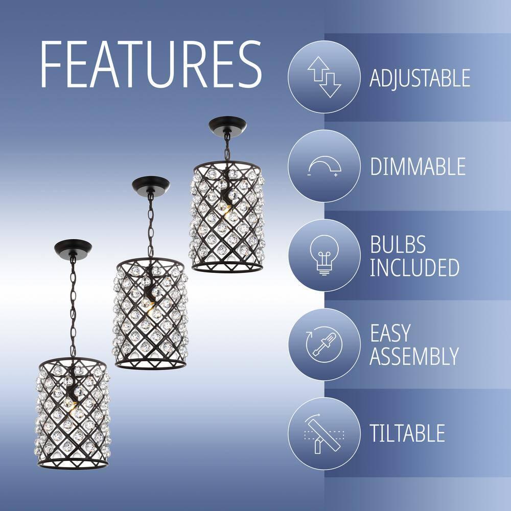 Gabrielle 10" Crystal/Metal LED Pendant, Oil Rubbed Bronze