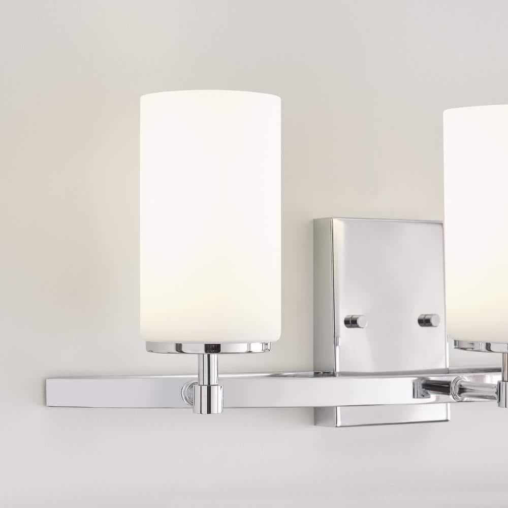Alturas 22 in. 3-Light Chrome Modern Contemporary Wall Bathroom Vanity Light with Satin Etched Glass Shades