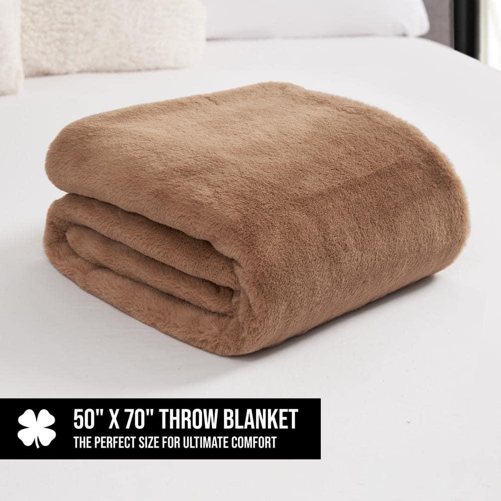 Lucky Brand Lucky Brand Reversible Solid Rabbit Mink Faux Fur Luxurious & Soft Thow Blankets - 50" x 70"