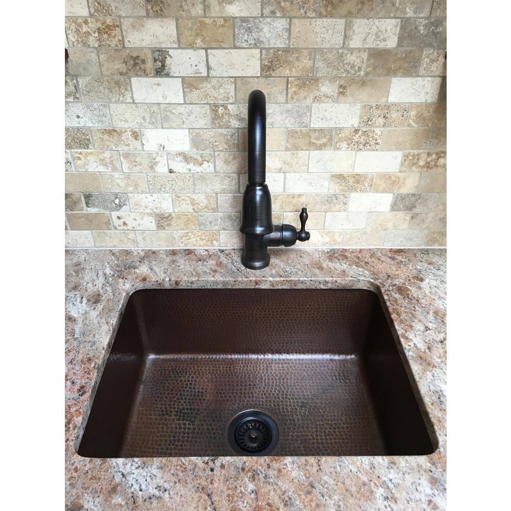 Premier Copper Products KSDB25199 25" Hammered Copper Single Basin Kitchen Sink