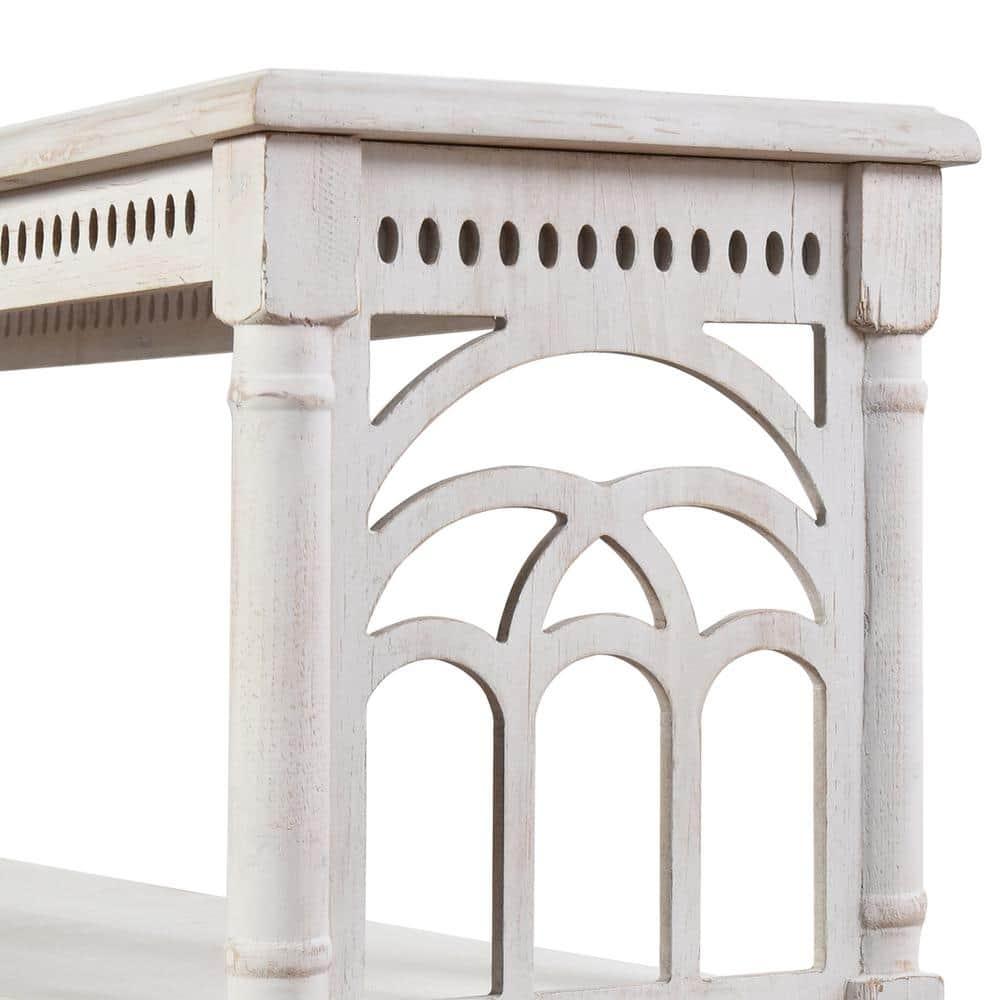 3 Tier Console Table Distressed White - StyleCraft: Entryway Table, Fir Wood Top, MDF Frame