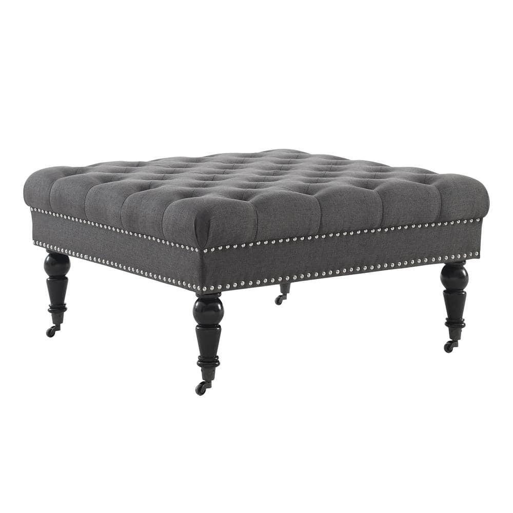 Kelly Clarkson Home Landis 35" Nailhead Trim Tufted Upholstered Ottoman