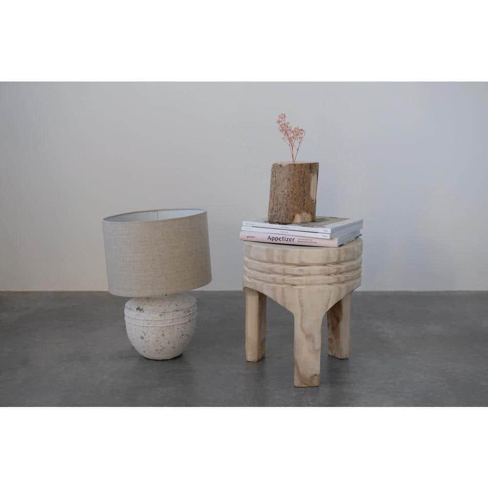 Storied Home Acacia Wood Metal Martini Accent Table with Marble Top Natural: Elegant Round Side Table, No Assembly Required