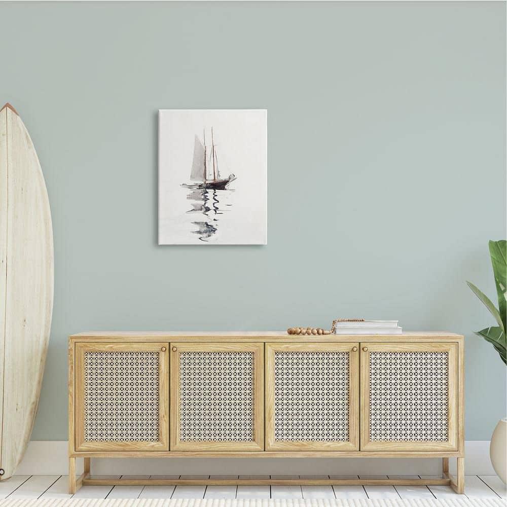 Stupell Industries " Tranquil Sailboat Vessel Floating Lone Ocean Reflection " by Lettered And Lined Painting Print
