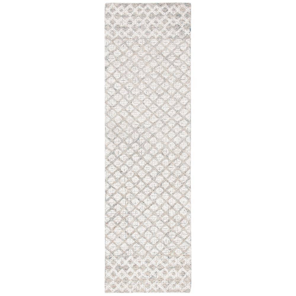 SAFAVIEH Abstract Ryder Abstract Wool Runner Rug, Ivory/Grey, 2'3" x 6'