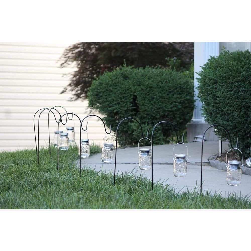 25-Inch Black Powder-Coated Steel Shepherd Hooks (8-Pack)