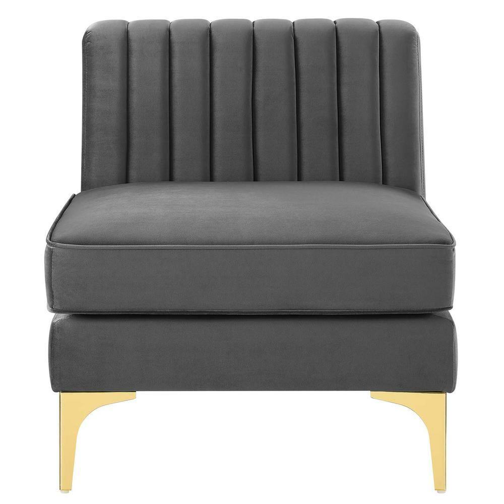 Modway Triumph Channel Tufted Performance Velvet Armless Chair in Gray