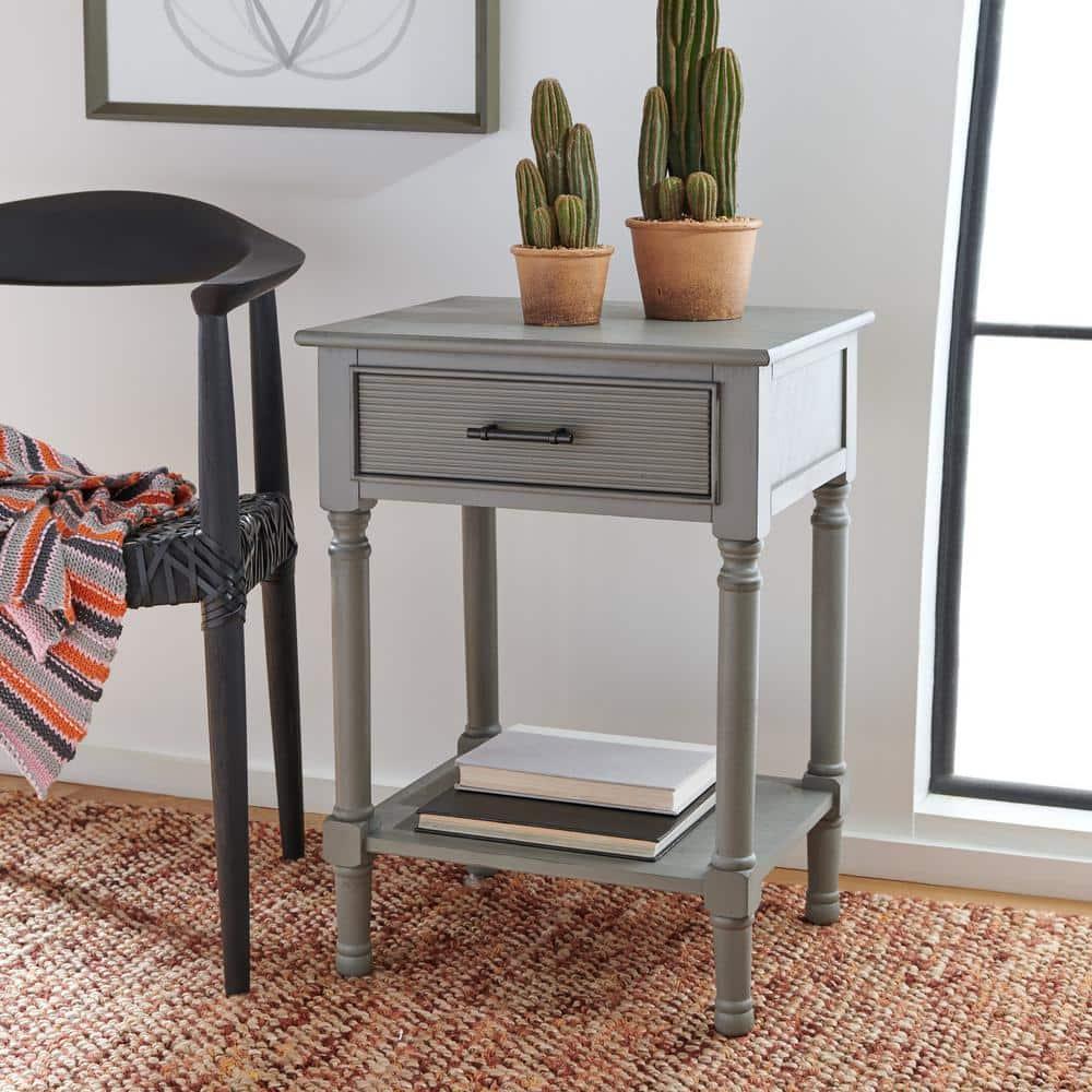 Ryder 1 Drawer Accent Table - Distressed Grey - Safavieh