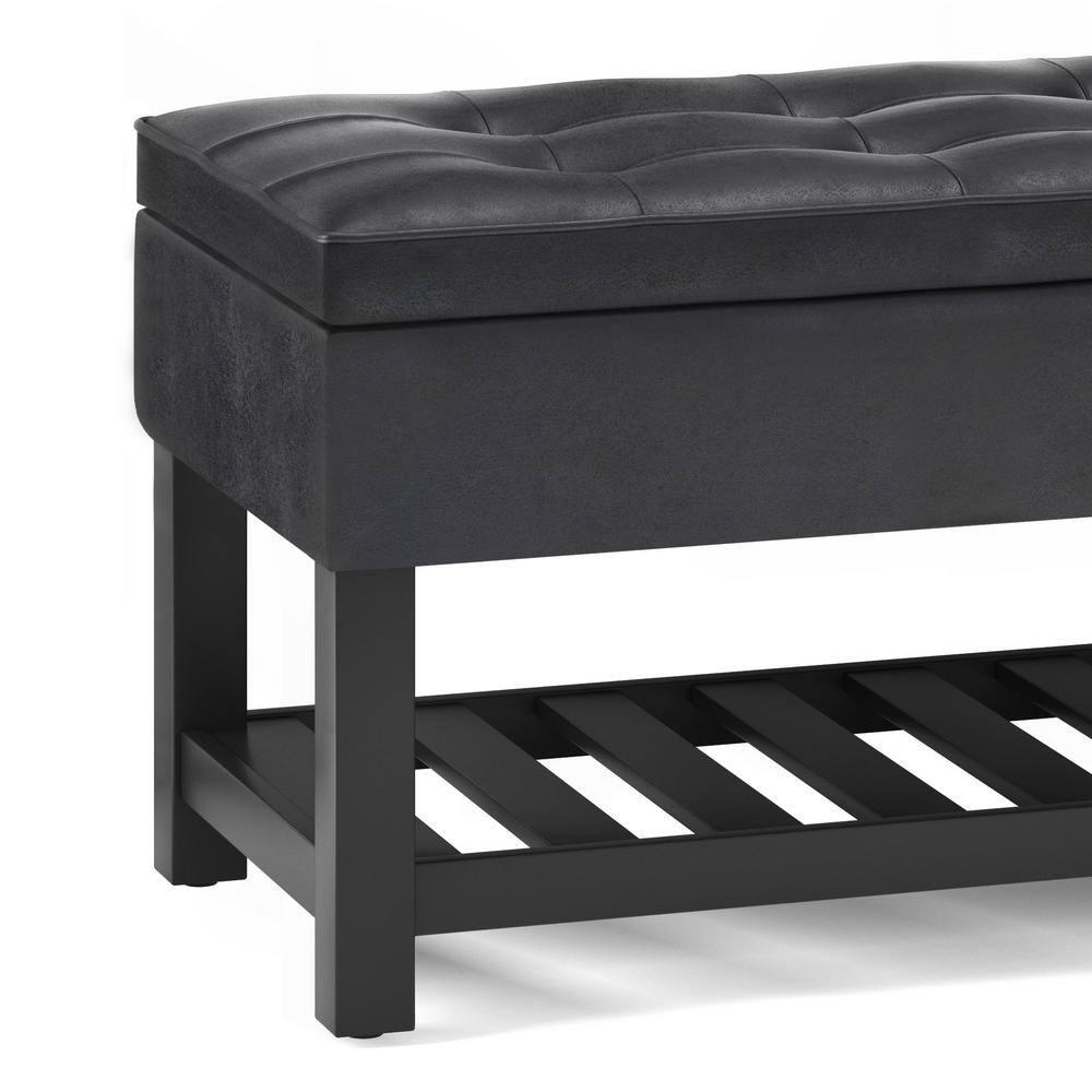 Simpli Home Cosmopolitan 44"W Transitional Tufted Storage Ottoman Bench with Lift Top