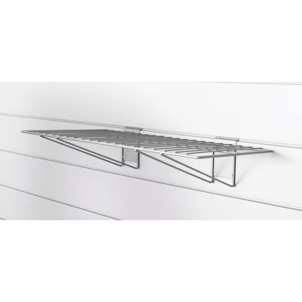 CrownWall Slat Wall Shelves 24-Inch by 12-Inch Steel Wire Bracket Shelf for Storage and Organization, Slatwall Accessories Panels (2-Pack)