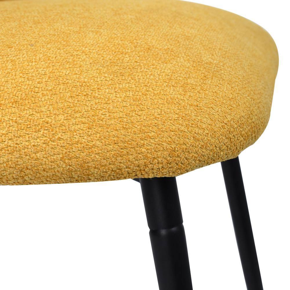 Edwin 21.6" Wider Seat Yellow Upholstered Dining Chairs Set Of 2,Modern Kitchen Armless Dining Chair With Black Metal Legs-Maison Boucle