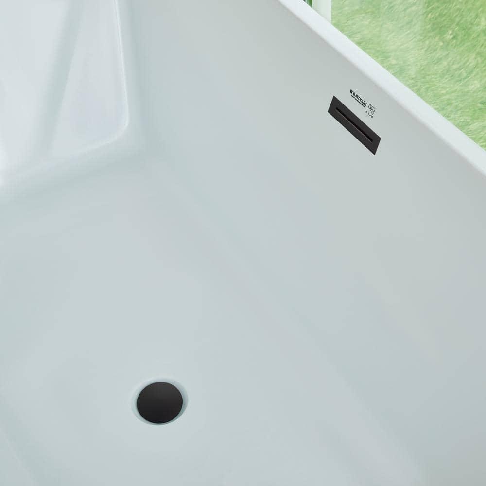 Vanity Art 67" Acrylic Freestanding Soaking Bathtub with Overflow and Pop-up Drain