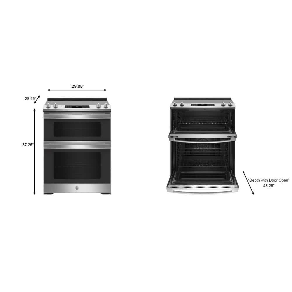GE Appliances 30 in 66 cu ft Slide In Double Oven Electric Ranges in Stainless Steel