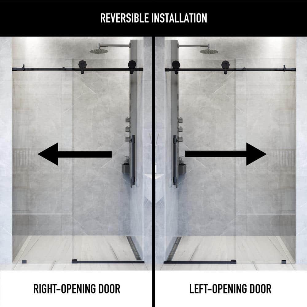 Elan Hart 56-60" W x 76" H Sliding Frameless Shower Door with 3/8" Clear Glass