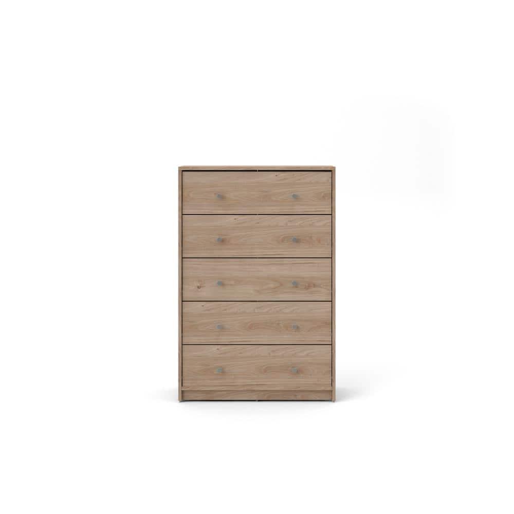 Tvilum Studio 5 Drawer Chest Dresser for Adults, Jackson Hickory