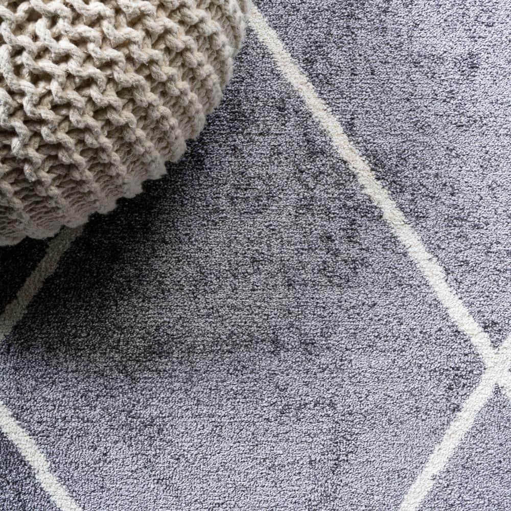 5'x8' Cole Minimalist Diamond Trellis Area Rug, Gray/White - JONATHAN Y
