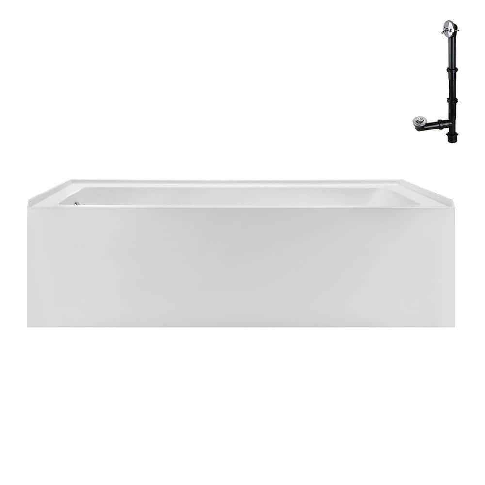 Streamline Bath Streamline 60 in. x 30 in. Acrylic Left-Hand Drain Alcove Bathtub in Glossy White With External Drain NAL-5320-CH