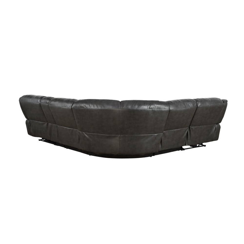 ACME Imogen Sectional Sofa (Power Motion/USB Port), Gray Leather-Aire