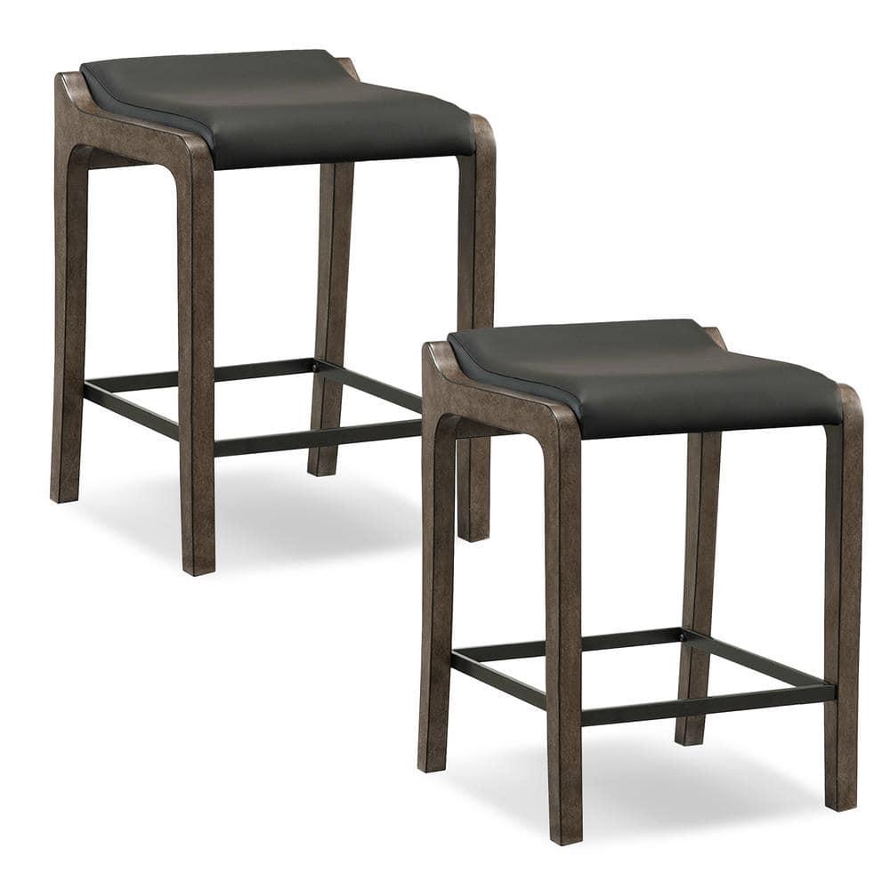 Millwood Pines Upholstered Counter Stool with Solid Wood Frame (Set of 2)