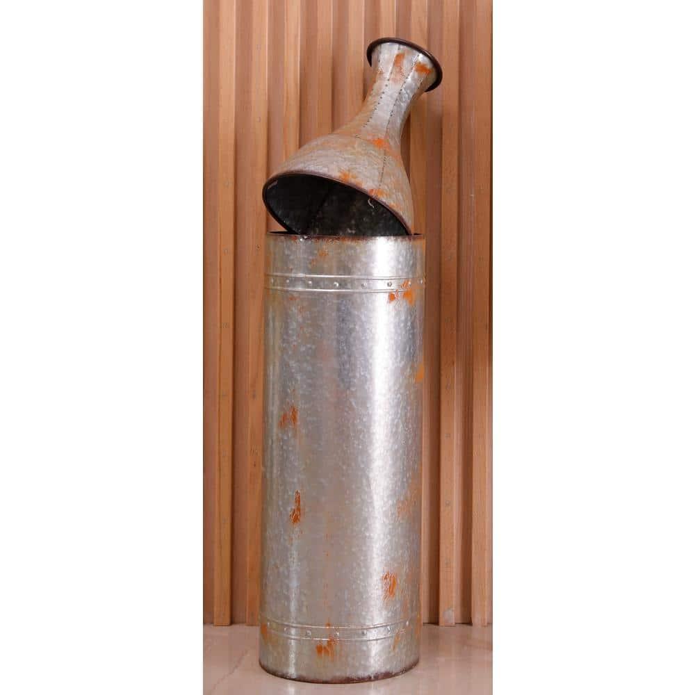 Vintiquewise 43" Rustic Farmhouse Style Galvanized Metal Floor Vase Decoration, Large