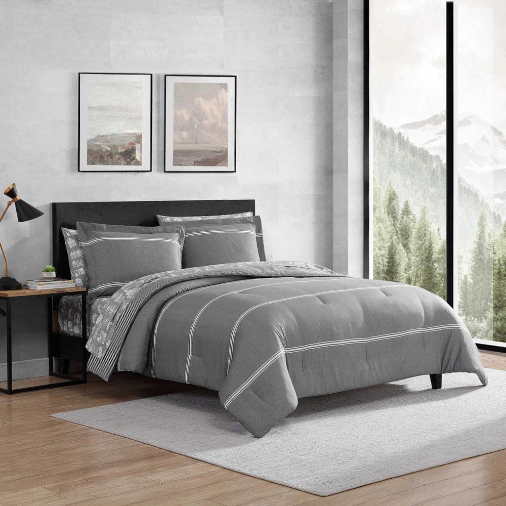 Eddie Bauer Eddie Bauer Chevron And Stripes Grey Bonus Bed Set