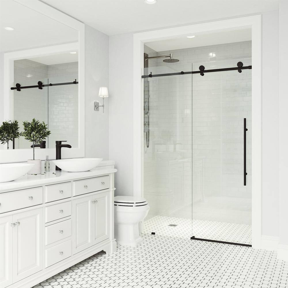 Elan E-Class 68-72" W x 76" H Sliding Frameless Shower Door with 3/8" Clear Glass