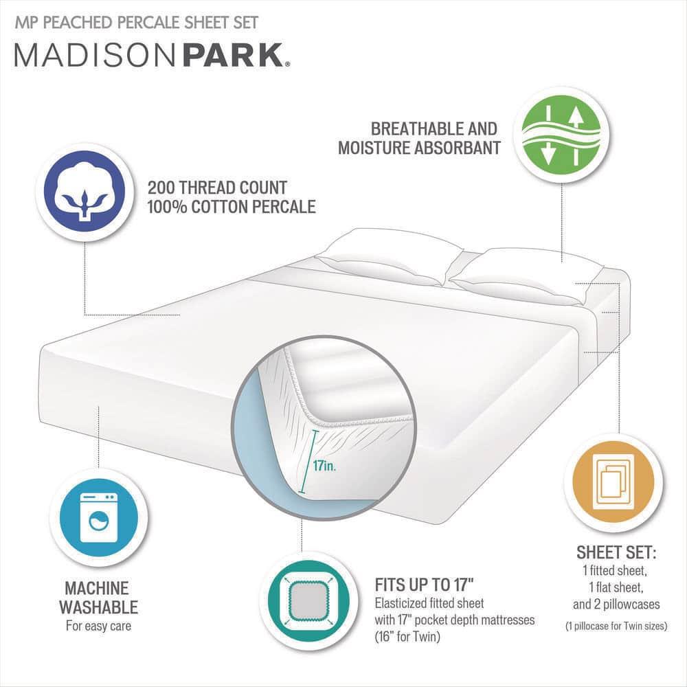 Peached Percale 200 Thread Count Relaxed Cotton Percale Sheet Set