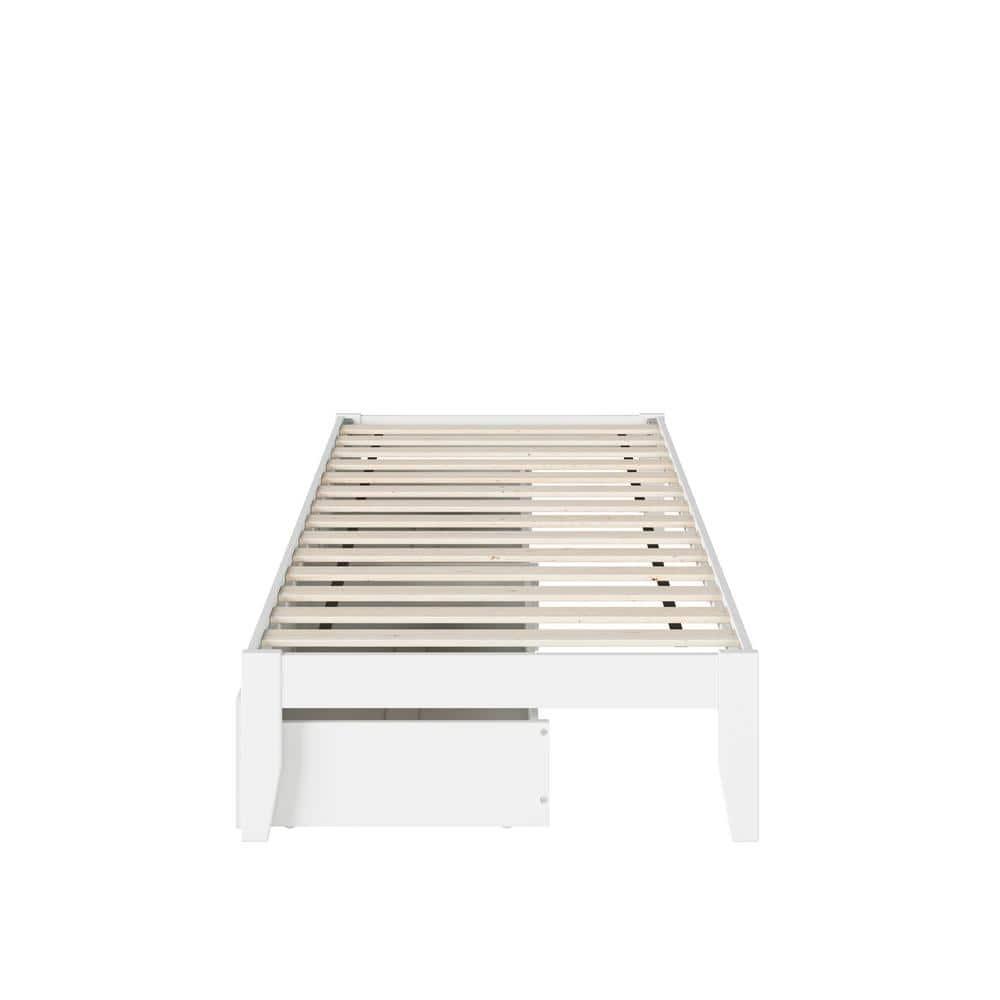 Twin Colorado Bed with USB Turbo Charger & 2 XL Drawers White - AFI: No Box Spring Required, Mid-Century Modern