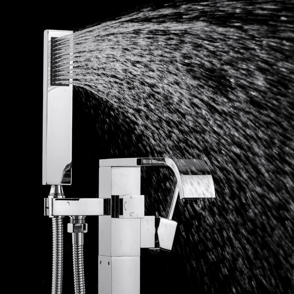 AKDY 34" Freestanding Bathtub Faucet Floor Mount Tub Filler Handheld Bath Wand Shower