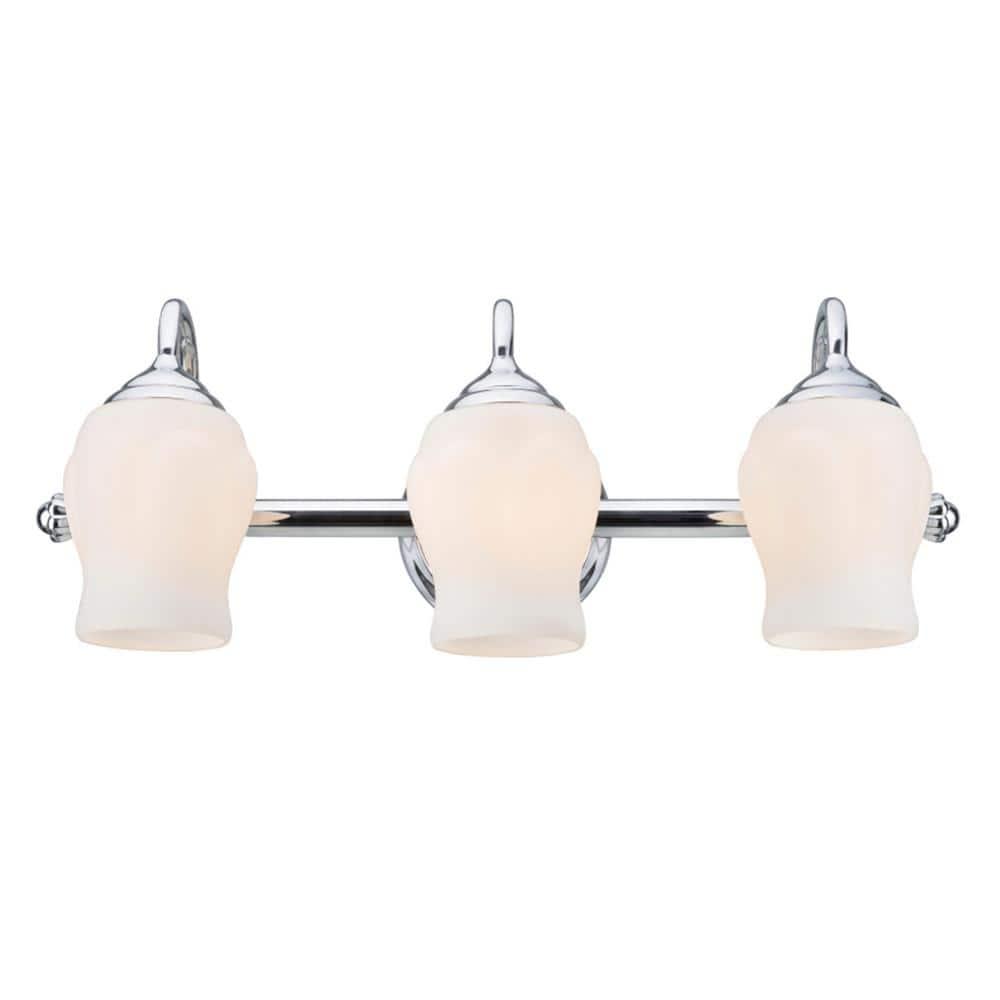 Aspen Creative 62065, 3-Light Bathroom Vanity, 22 1/2" Wide, Transitional Design, Chrome