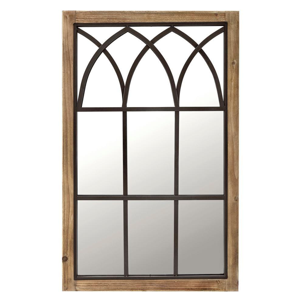 August Grove® Arched Window Wall Mount Mirror, 37.5"h X 24"w, Brown
