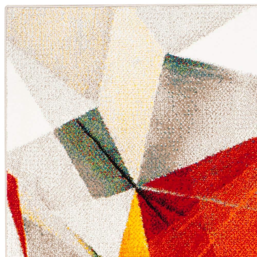 Porcello PRL6940 Power Loomed Indoor Area Rug - 5'3"x7'6" - Light Grey/Orange - Safavieh