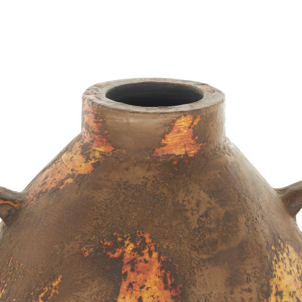 Birch Lane™ Anelis Ceramic Antique Style Distressed Decorative Brown Vase with Grooves and Handles | Birch Lane