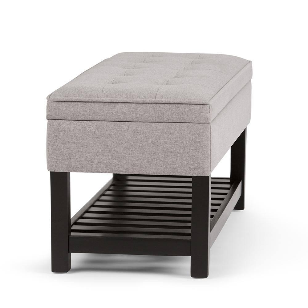 Simpli Home Cosmopolitan 44"W Transitional Tufted Storage Ottoman Bench with Lift Top