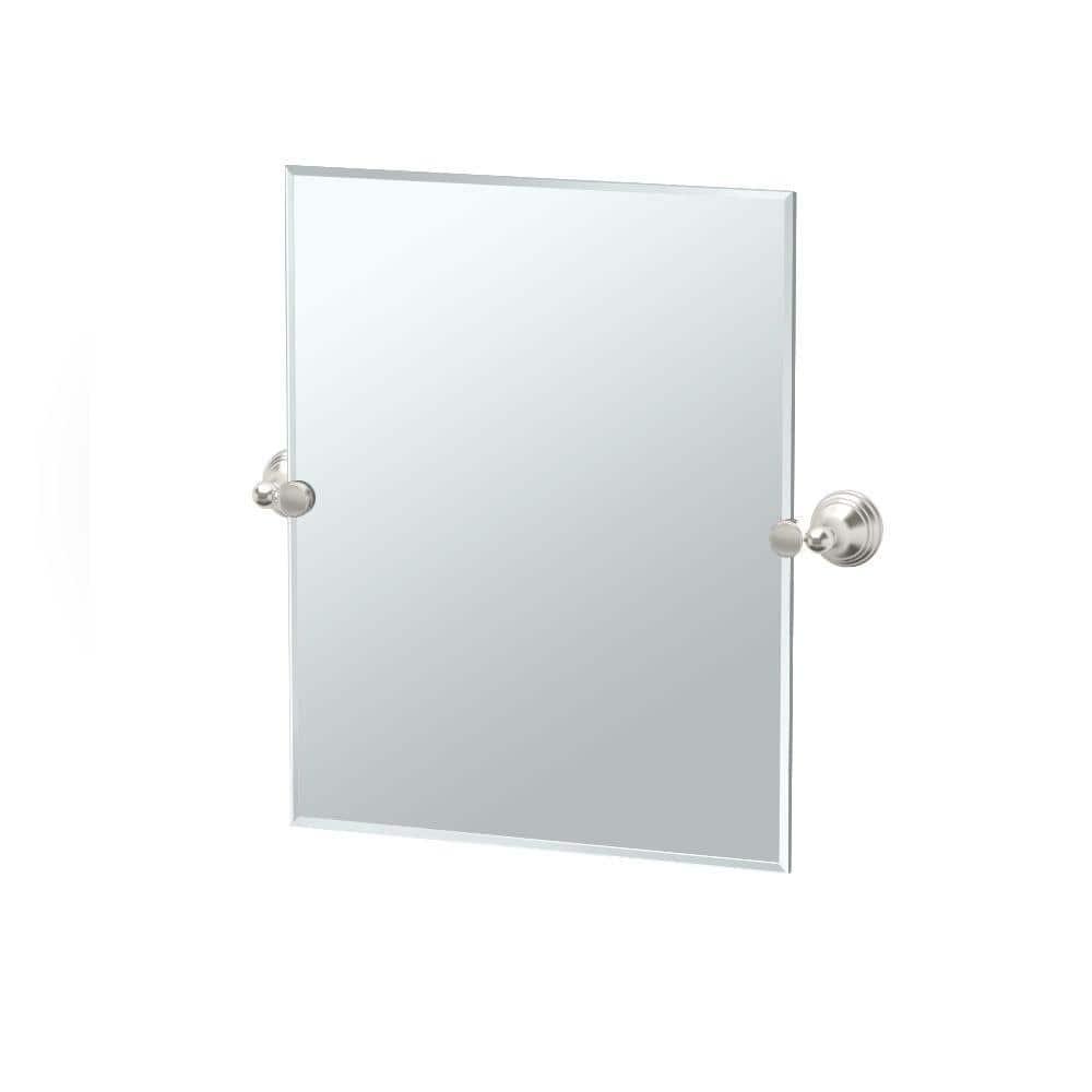 Charlotte Frameless Rectangle Bathroom Vanity Mirror | Pivoting and Beveled Wall Mirror