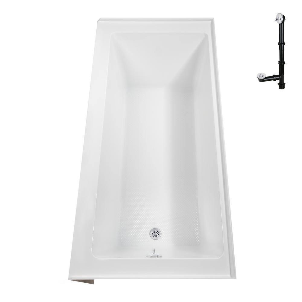 Streamline Bath Streamline 60 in. x 32 in. Acrylic Right-Hand Drain Alcove Bathtub in Glossy White With External Drain NAL-5580-WH