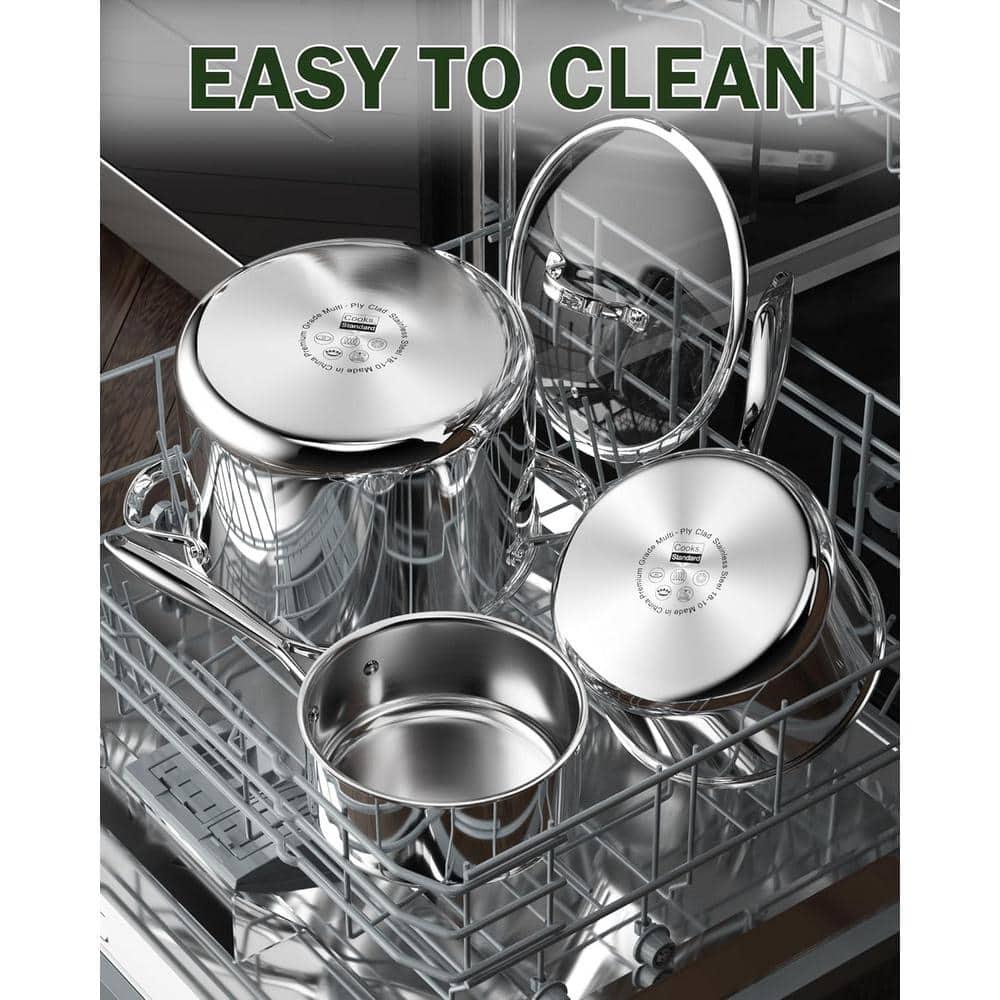Cooks Standard Stainless Steel Saucepan Set 1.5 And 3 Quart, Multi-ply Clad Sauce Pot With Glass Lid, Silver | Wayfair