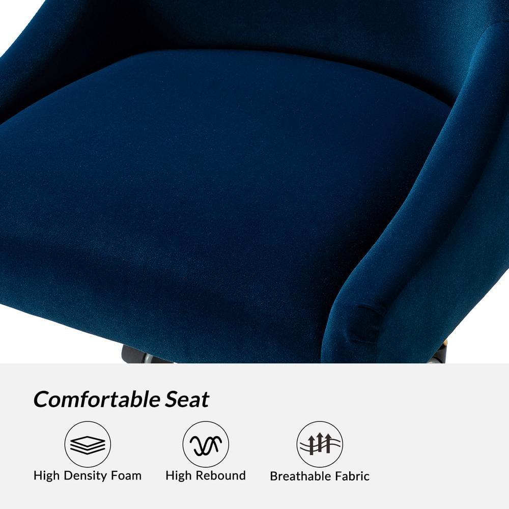 HULALA HOME Carina Modern Upholstery Task Chair with Golden Base by  Navy