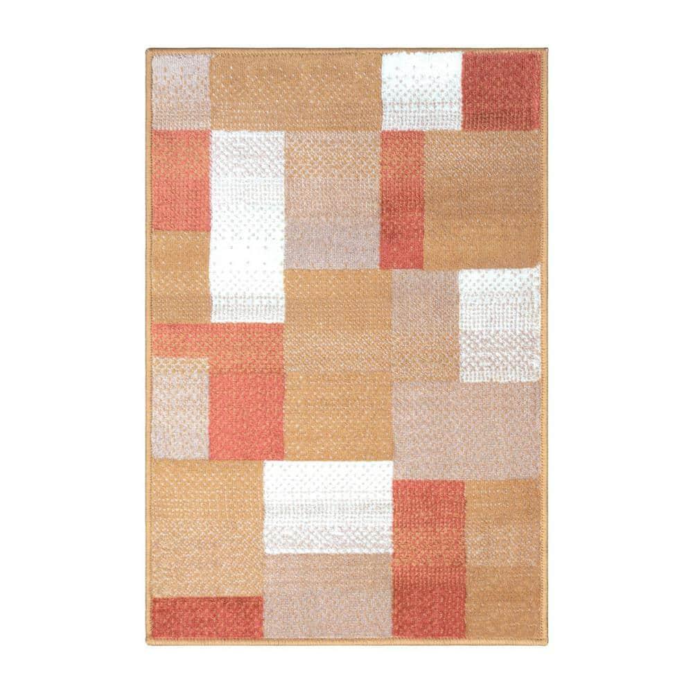 Superior Color Block Area Rug 5' x 8', Ginger