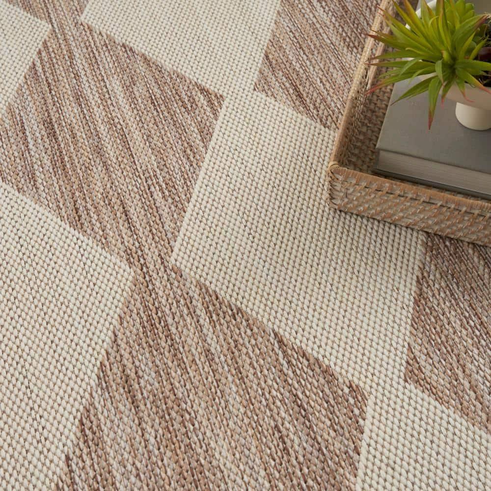 Nourison Positano 8' x 10' Beige Diamond Modern Flatweave Indoor/Outdoor Rug