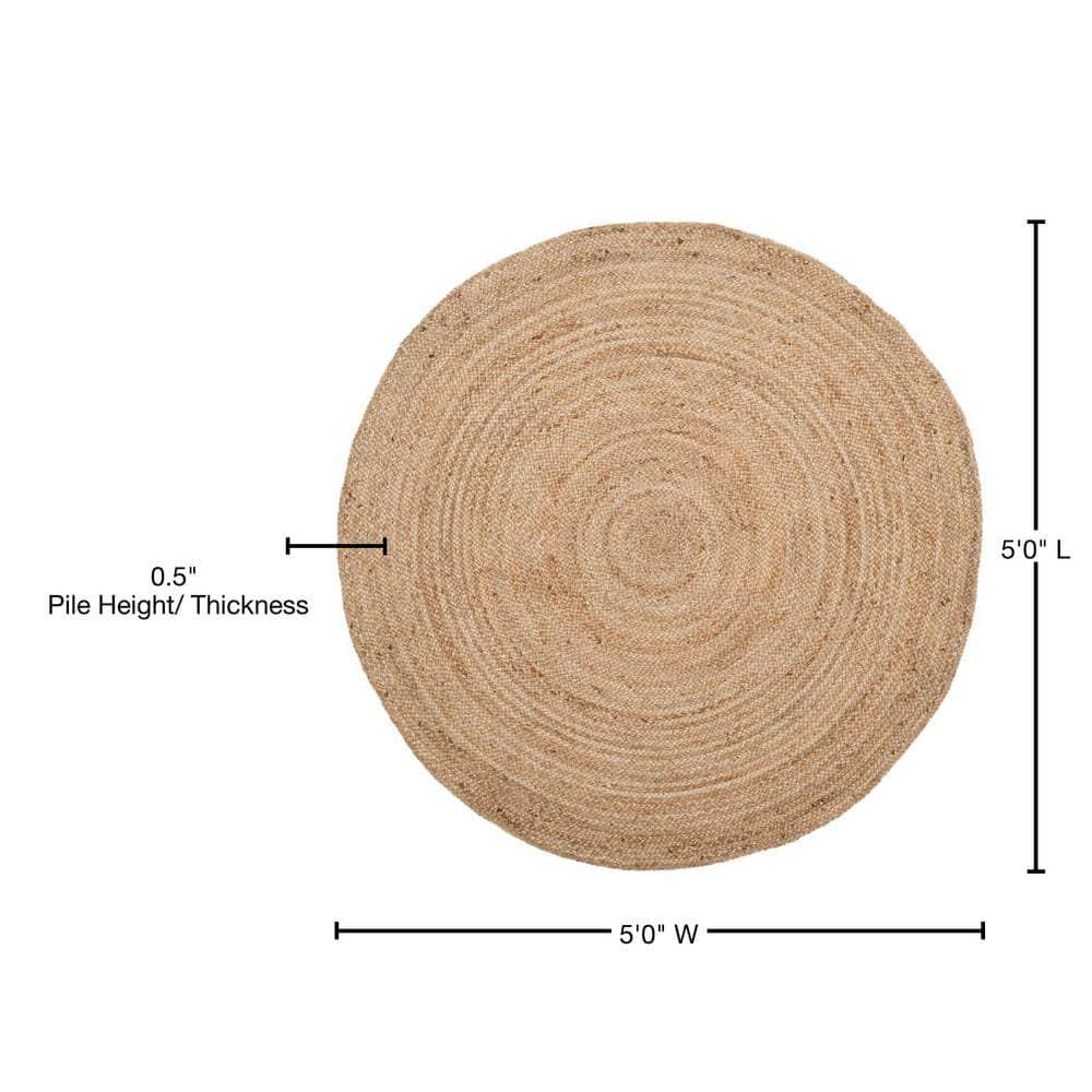 Natural Fiber NFB305 Hand Woven Area Rug - Natural - 5' round - Safavieh.