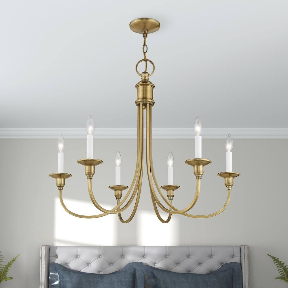 Livex Lighting Cranford 6 - Light Chandelier in  Antique Brass