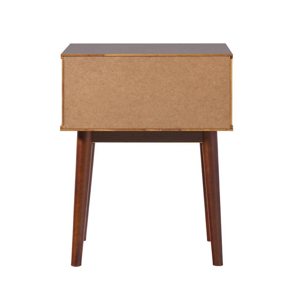 George Oliver Mid-Century Modern 1-Drawer Solid Wood Nightstand – Walnut
