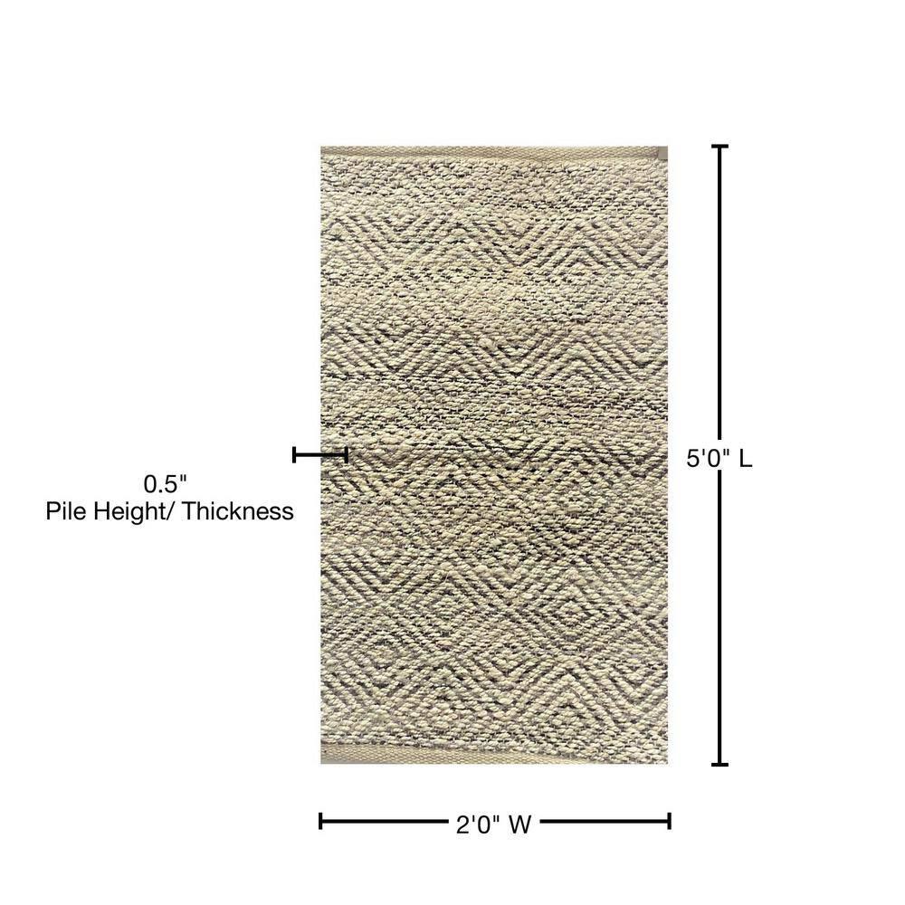 LR Home Clio 2' x 5' Tan/Gray Geometric Jute Blend Adult Indoor Area Runner Rug