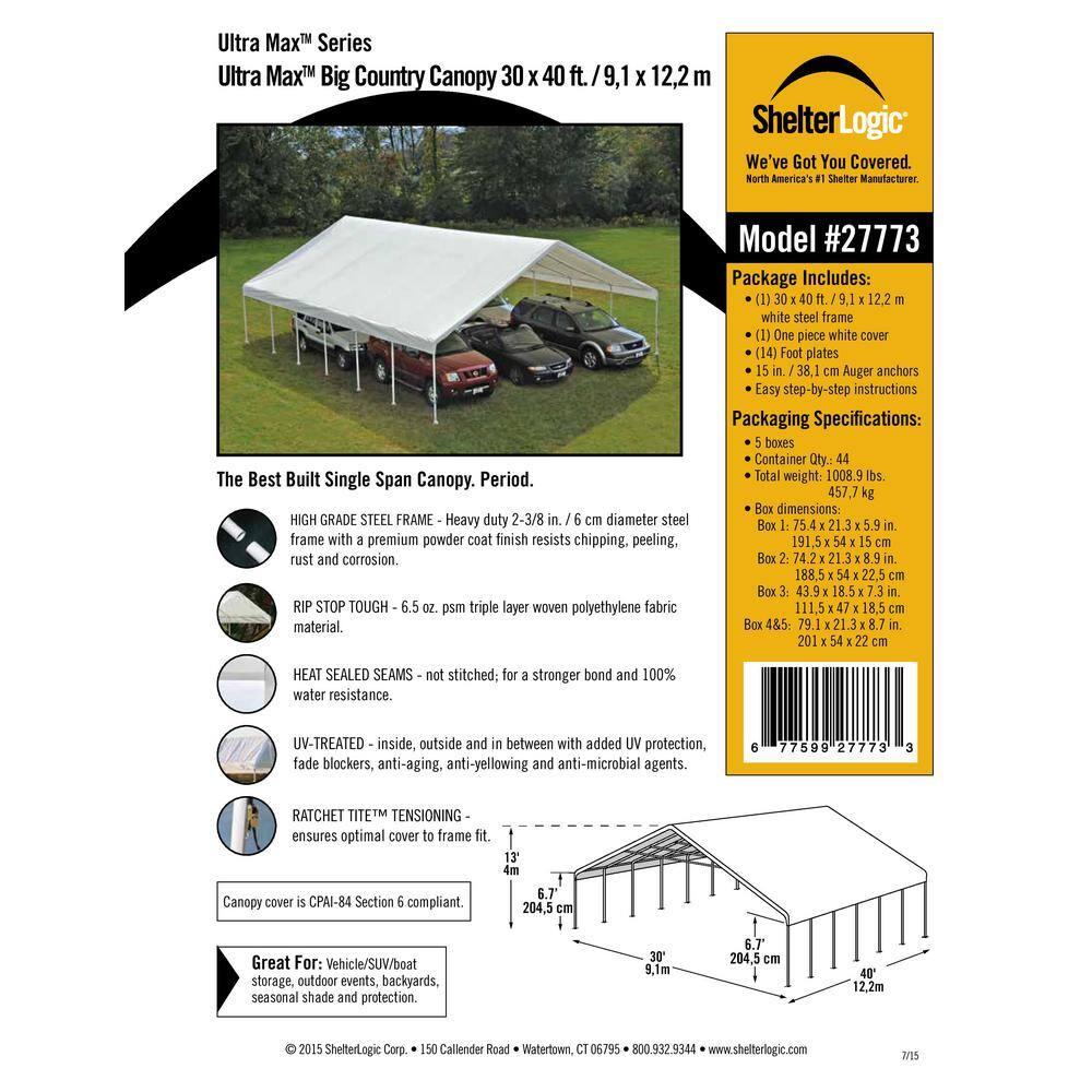 ShelterLogic Ultra Max 30 Ft. x 40 Ft. Canopy