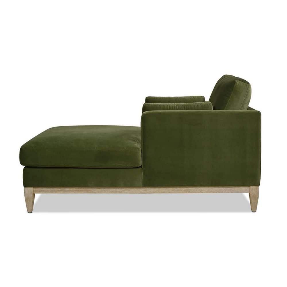 Jennifer Taylor Home Knox 65" Modern Farmhouse Performance Velvet Living Room Chaise Lounge Chair in Olive Green