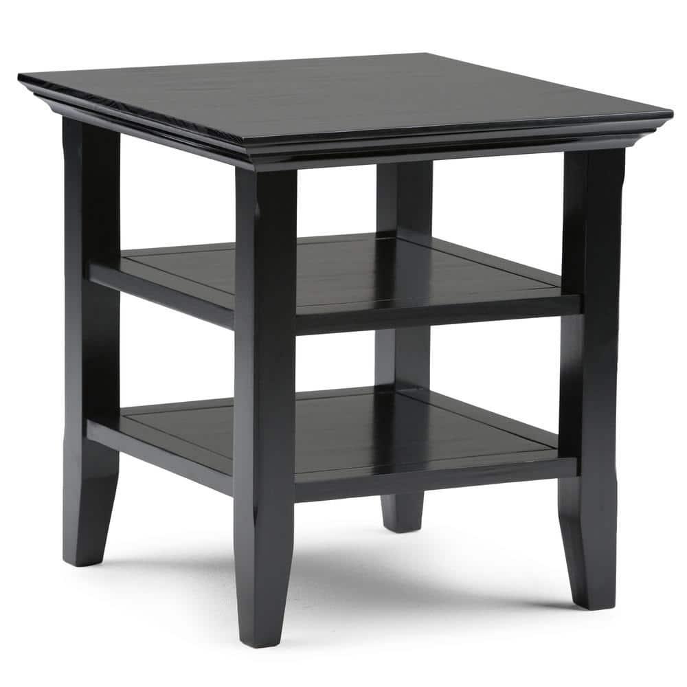 Simpli Home Acadian Solid Wood Transitional Table with Open Shelves